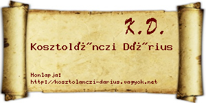 Kosztolánczi Dárius névjegykártya